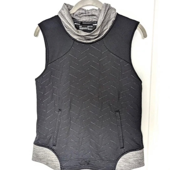 Under Armour Coldgear Reactor 3G Vest Women's Small Black Quilted Cowl Neck - Picture 1 of 9